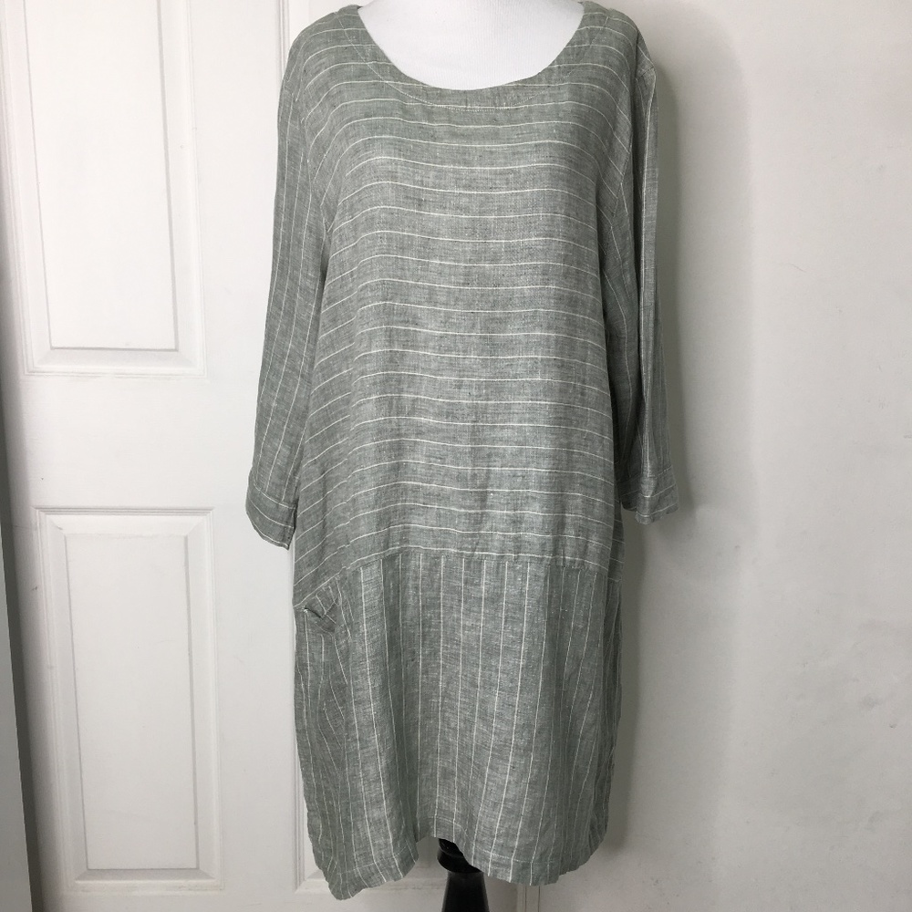 Chalet et Ceci 100% Linen Shift Dress Size Large